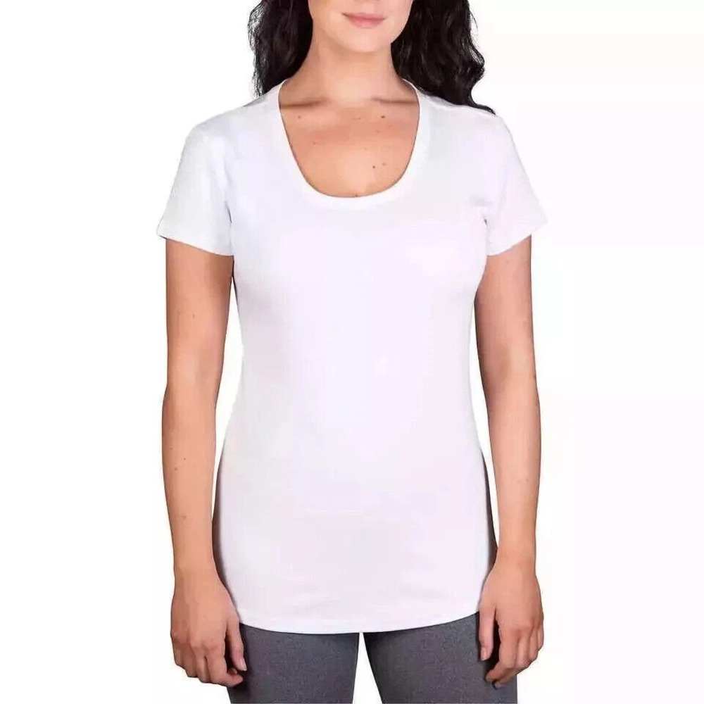 Kirkland Signature Ladies' Scoop Neck Pima Cotton Tee, White, Size XXL, New